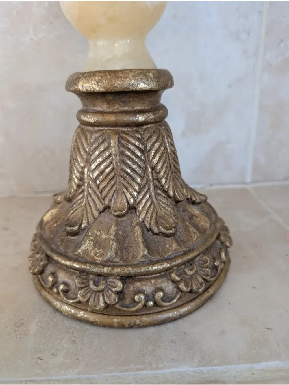 Vintage Renaissance Brass Marble Candle holder
